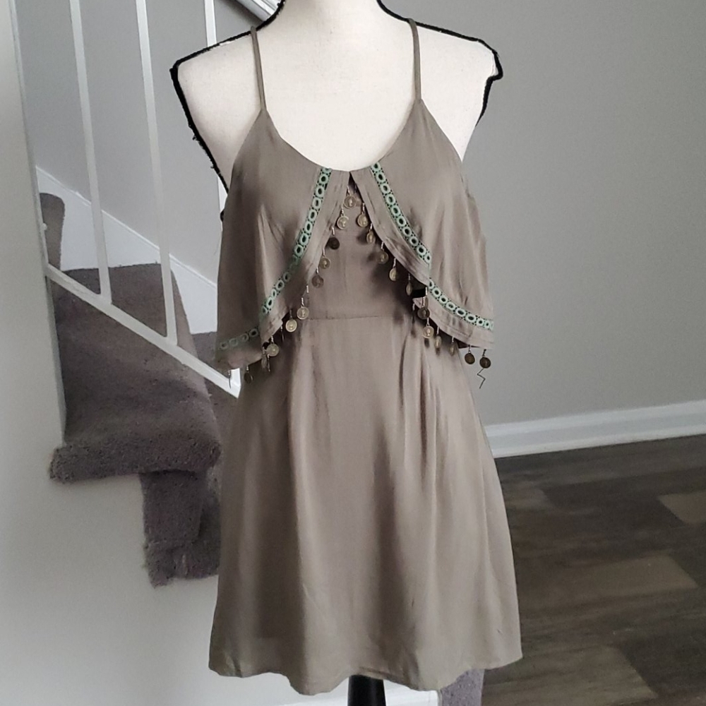 Missguided Racerback Mini Dress Coin Tassel Dress